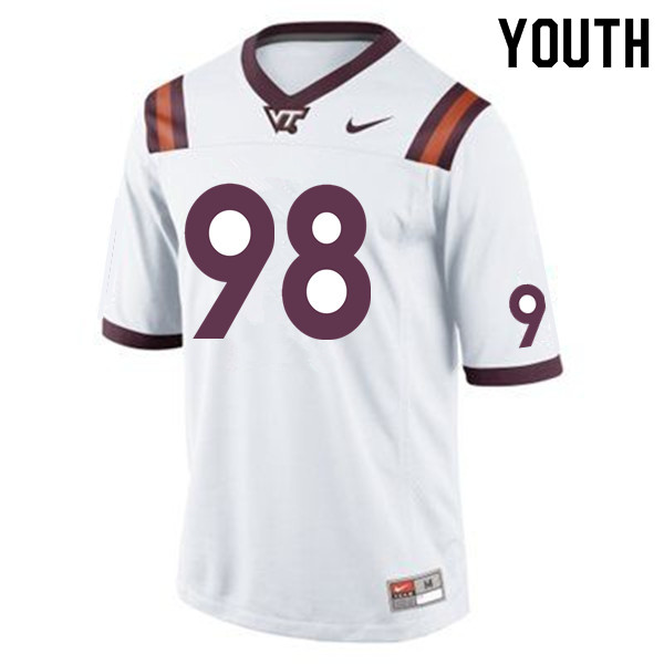 Youth #98 Rob Porcher Virginia Tech Hokies College Football Jerseys Sale-White